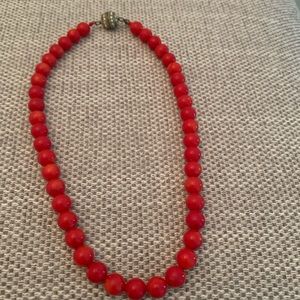 Red coral bead necklace